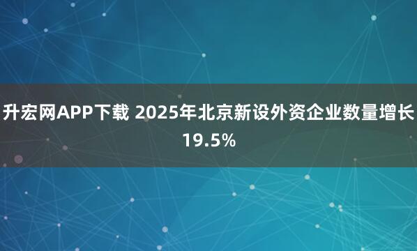 升宏网APP下载 2025年北京新设外资企业数量增长19.5%