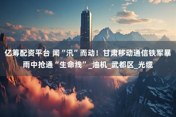 亿筹配资平台 闻“汛”而动！甘肃移动通信铁军暴雨中抢通“生命线”_油机_武都区_光缆